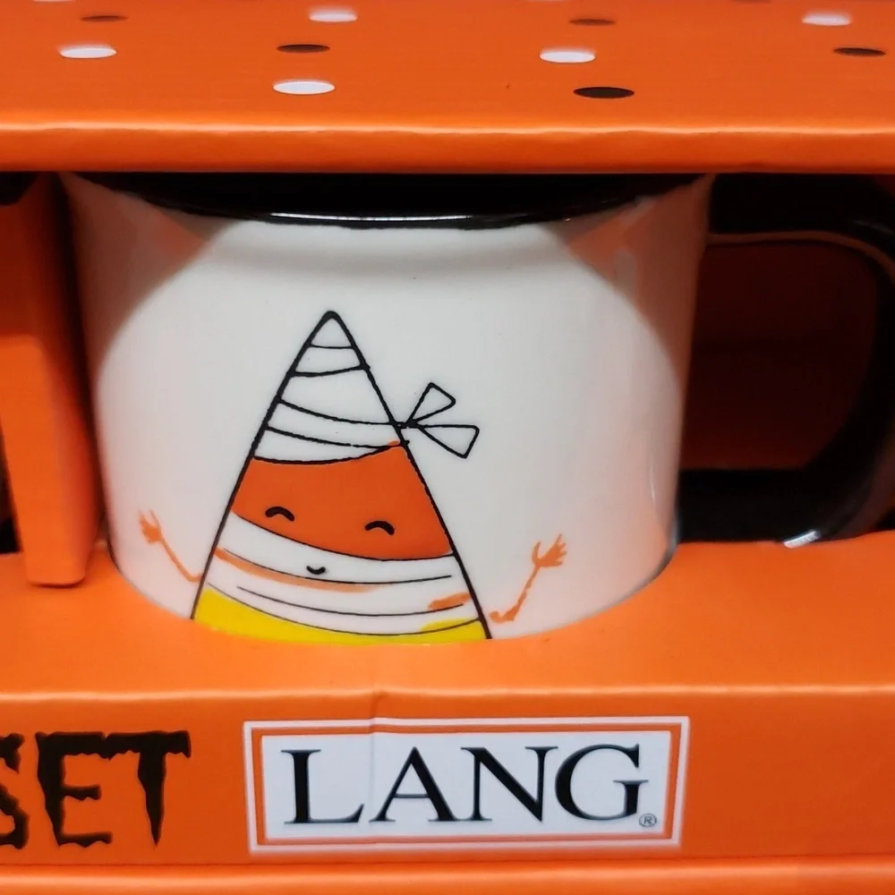 Lang NWT Halloween Espresso Set, Candy Corn in Costumes Design